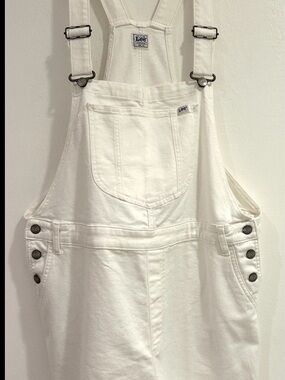 Lee Vintage Modern White Denim Shorts Overall Women's Size 2X Blue. NWOT